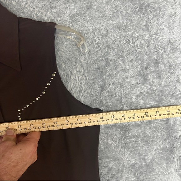 Deep Brown Sleeveless Fitted Button Down Western Ethics Shirt. - Picture 8 of 8